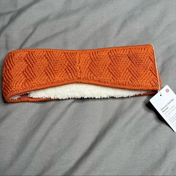 NWT Lululemon Chevron Knit Ear Warmer Canyon Orange (One Size) - Picture 8 of 10